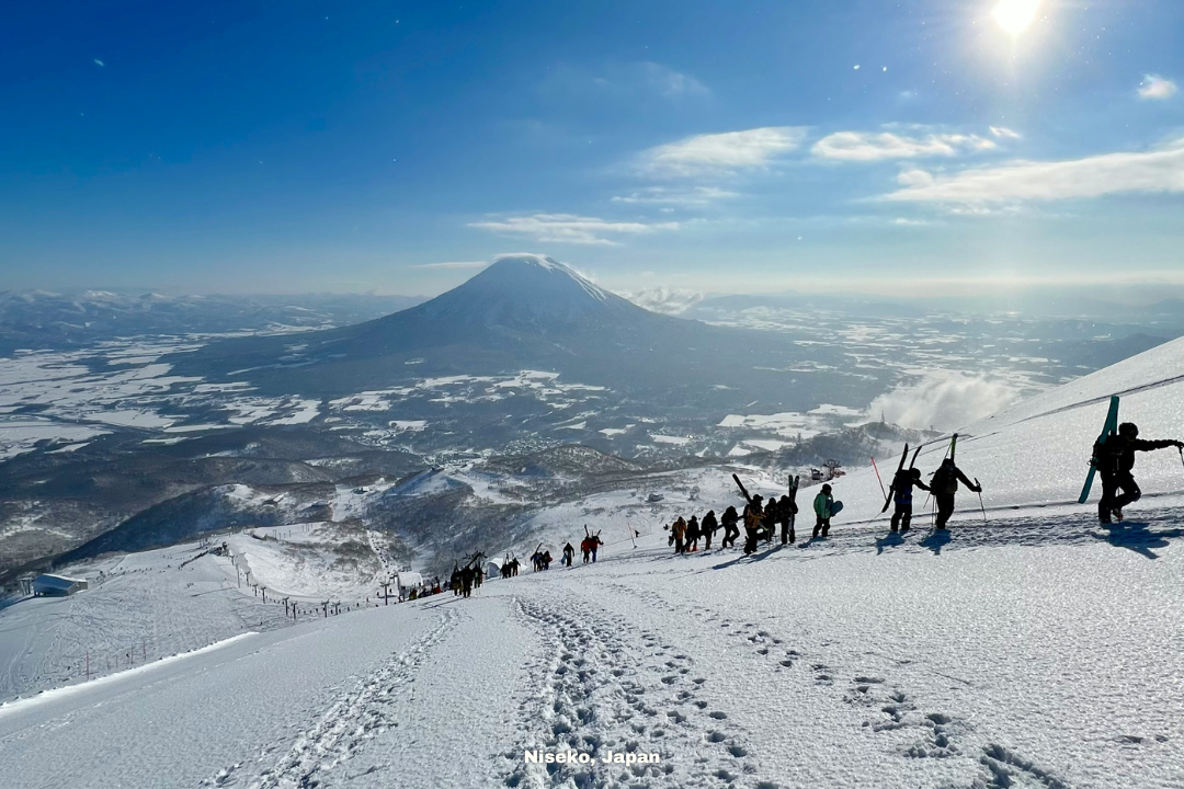 Powdery snow slopes in Niseko, Japan - top ski destination accessible by private jet.